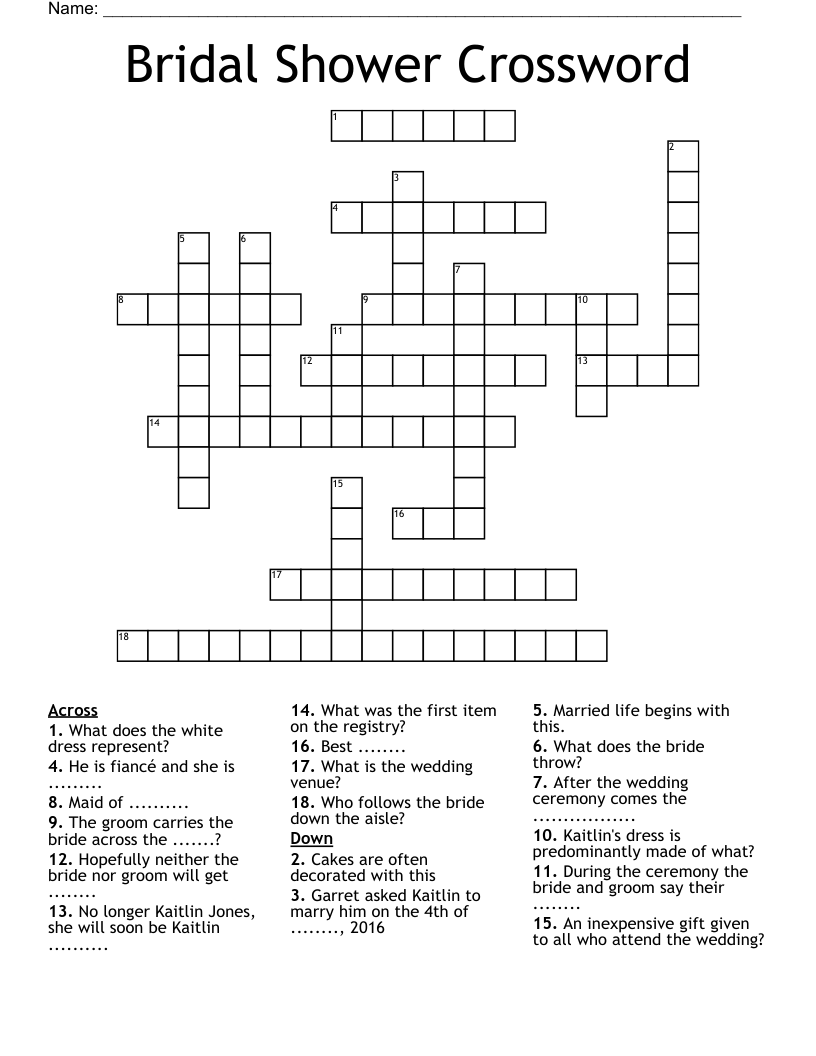 bridal party crossword