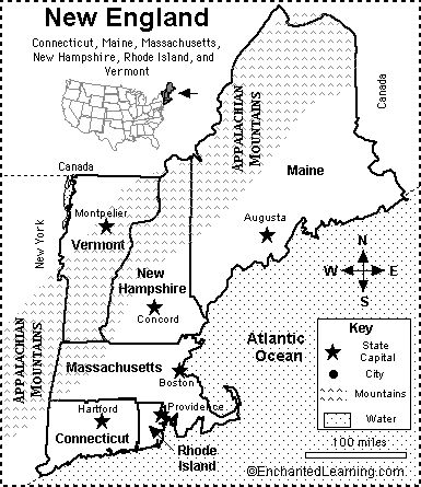 new england colonies blank map