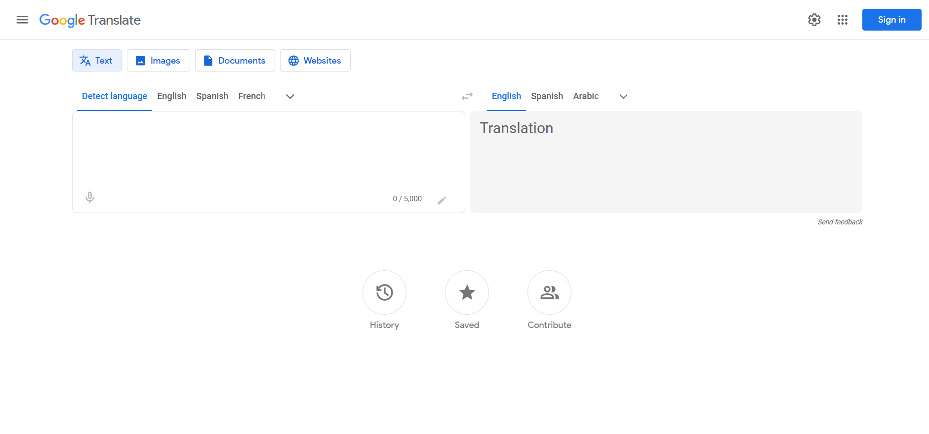 google translate english to spanish