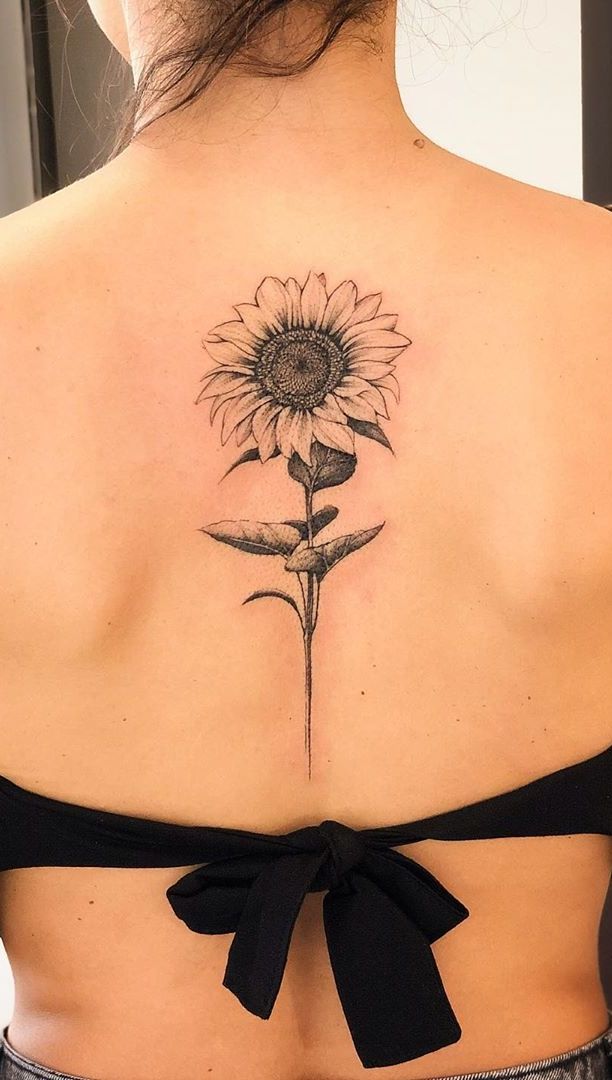 sunflower back tattoo