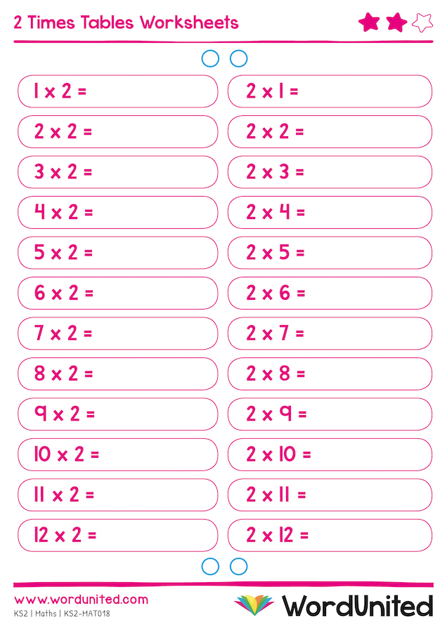 times tables printable sheets