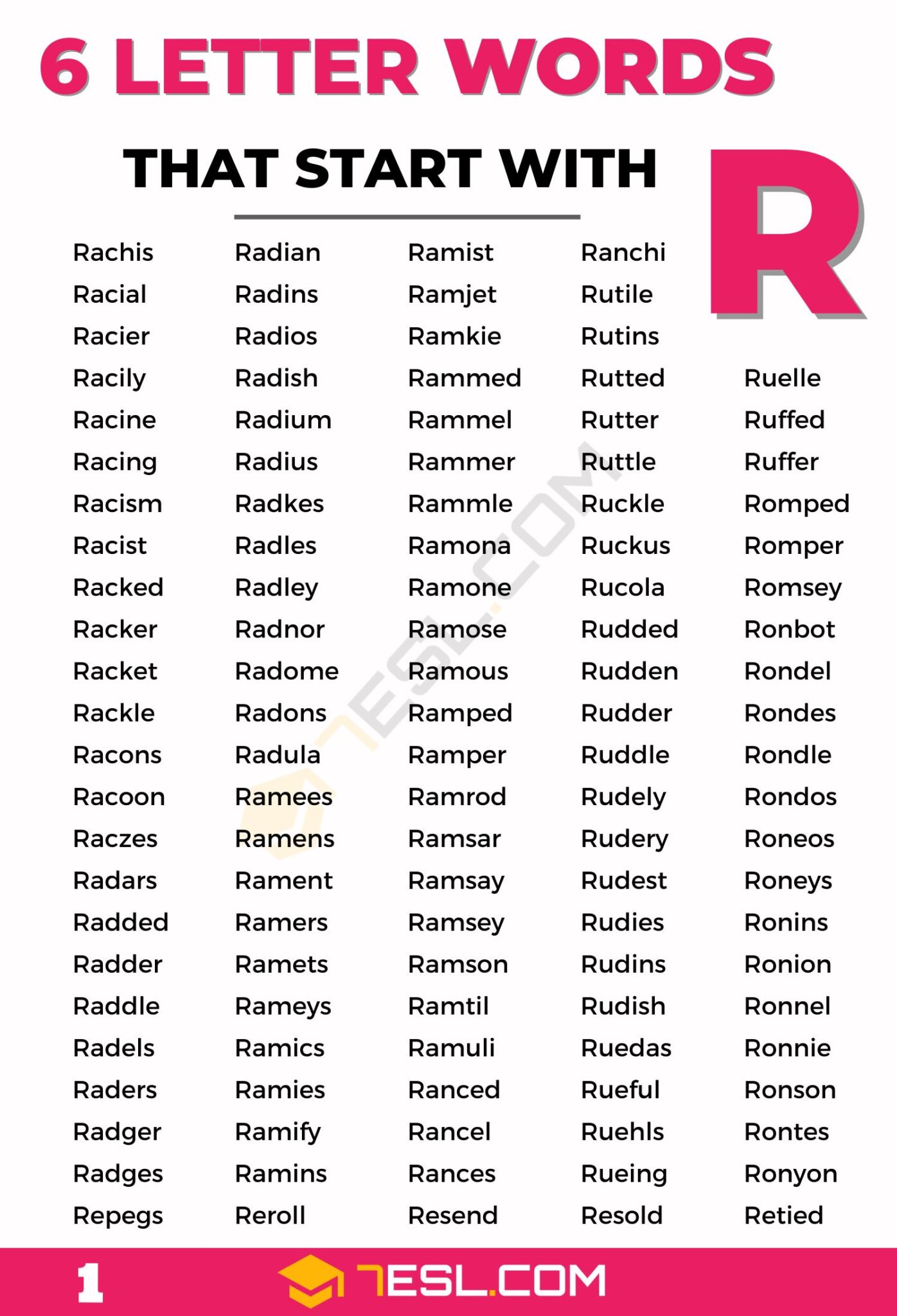 6 letter words starting with r e