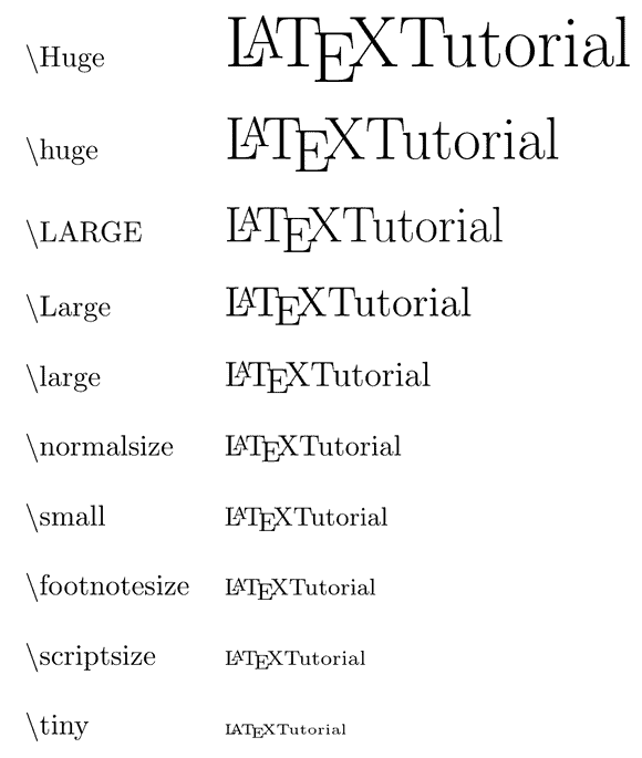 latex change font size