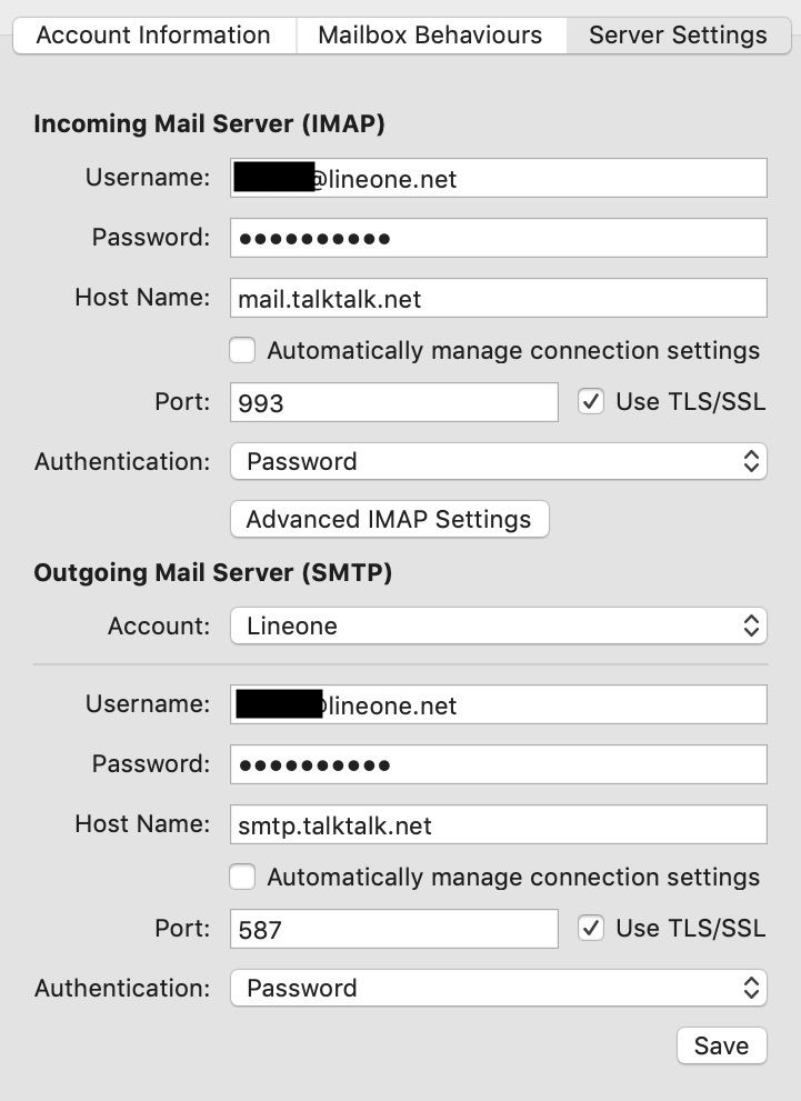 talktalk email server settings