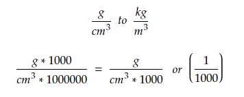 2 7 g/cm3 a kg/m3