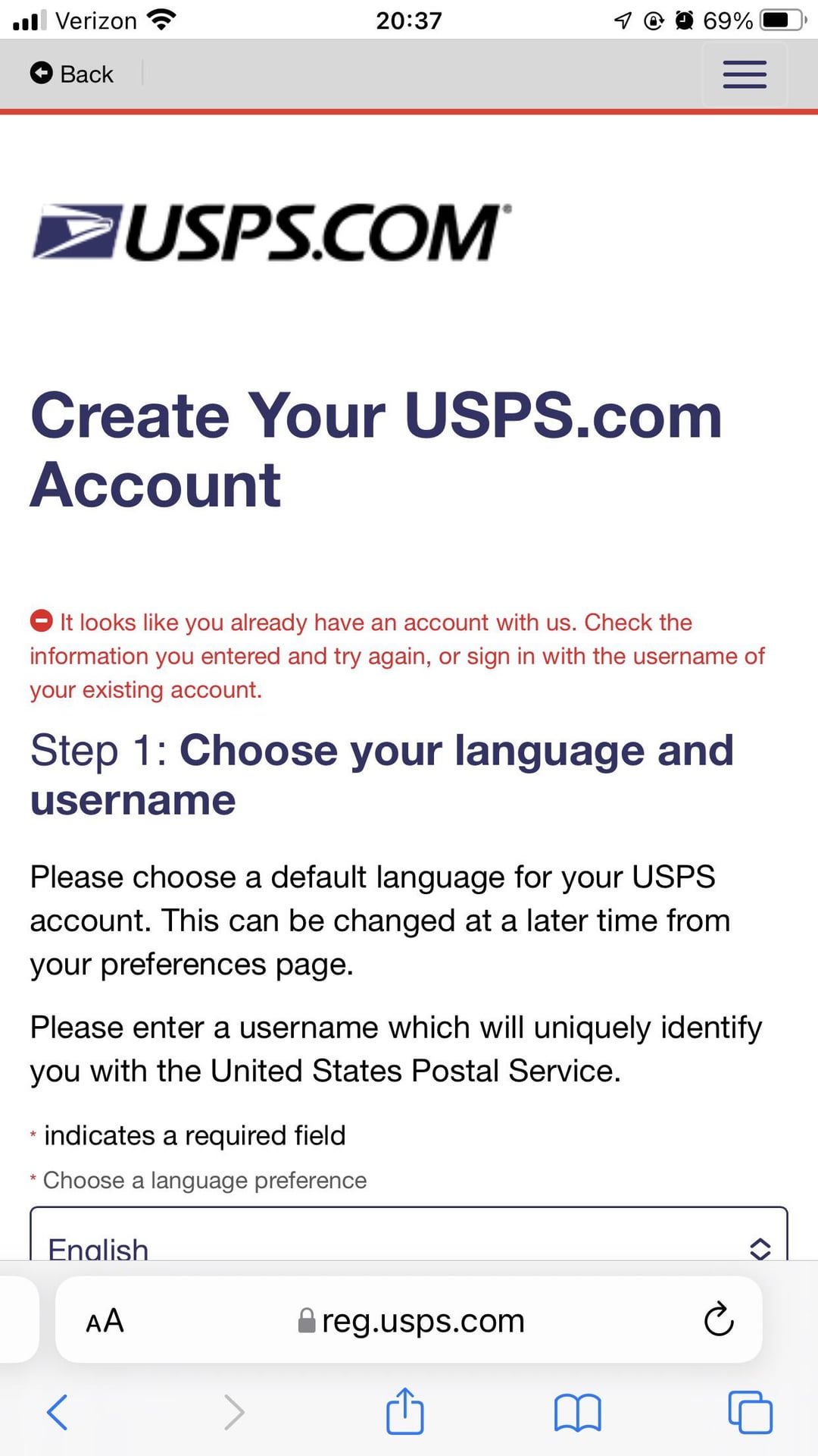 my usps account is disabled