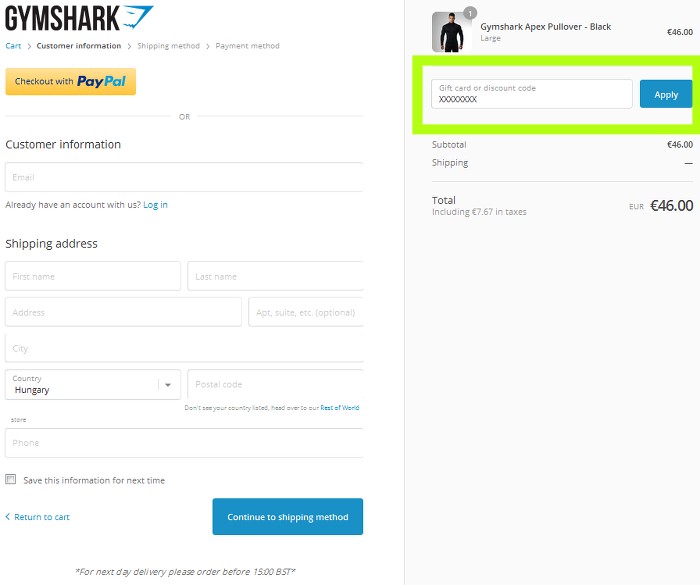 gymshark coupon code