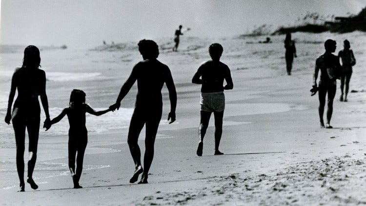 naked families on beach