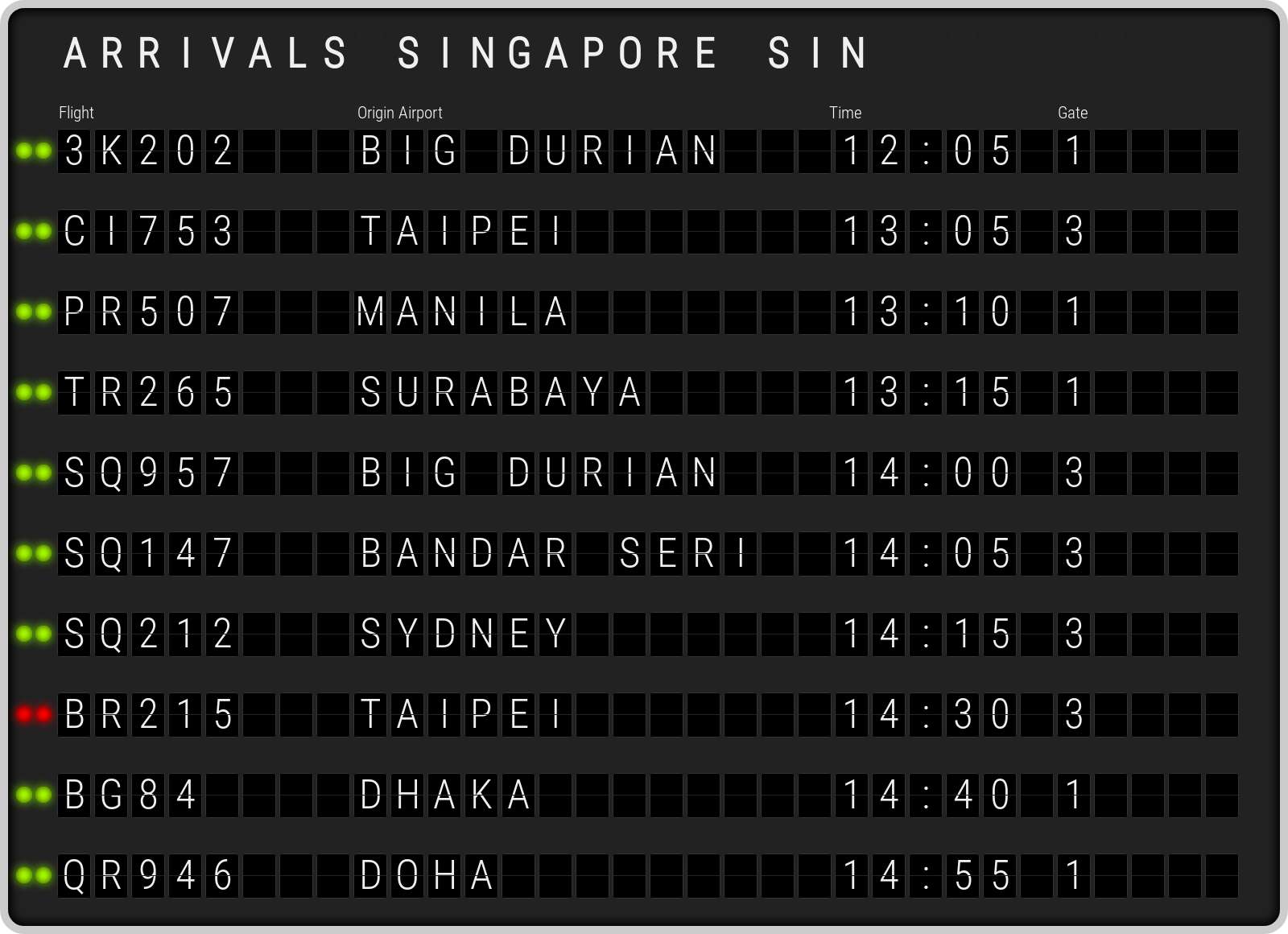 flights arriving singapore