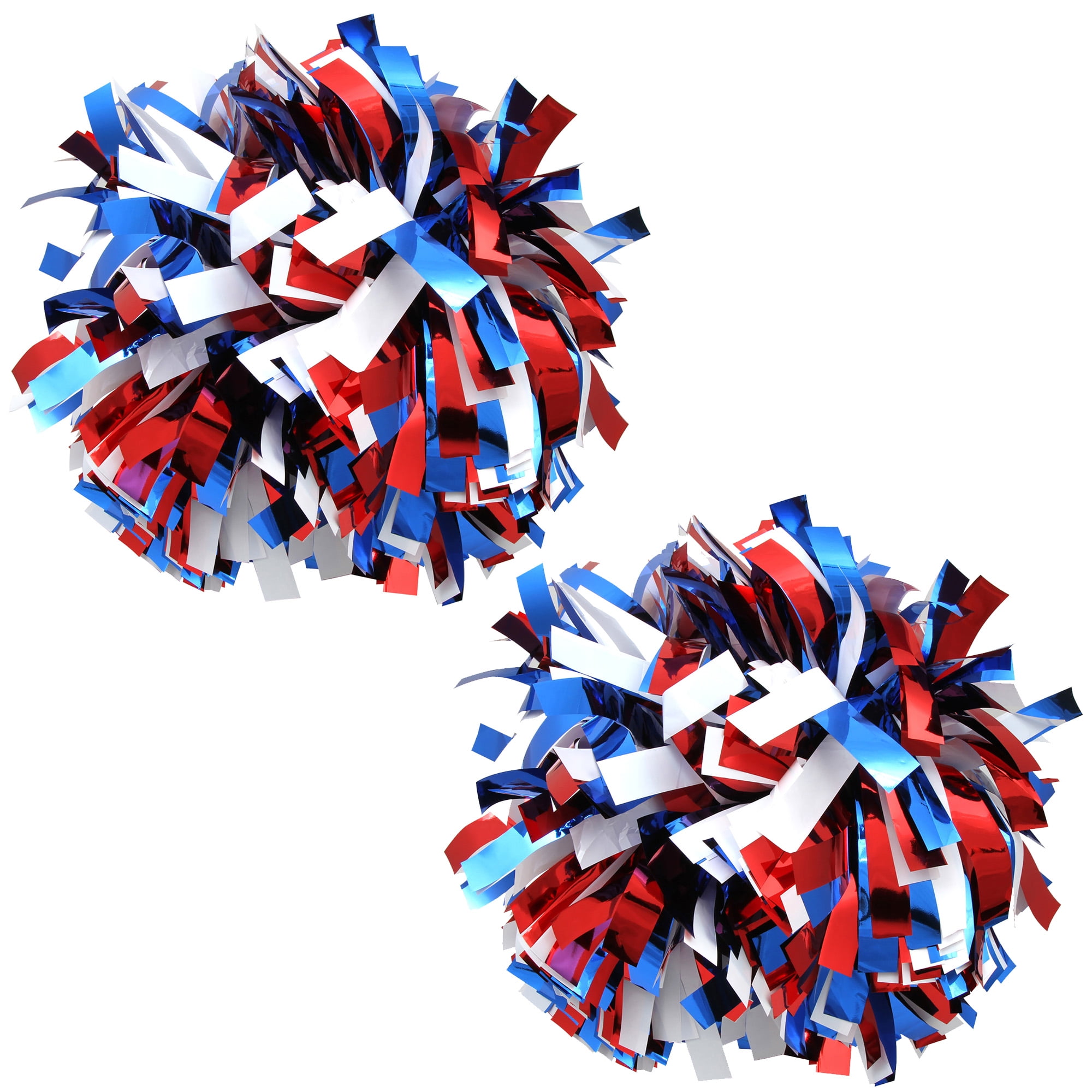 red white and blue pom poms