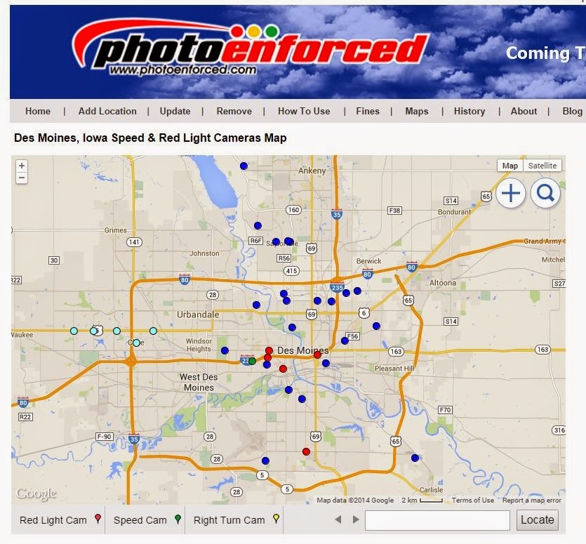 speed cameras in des moines iowa