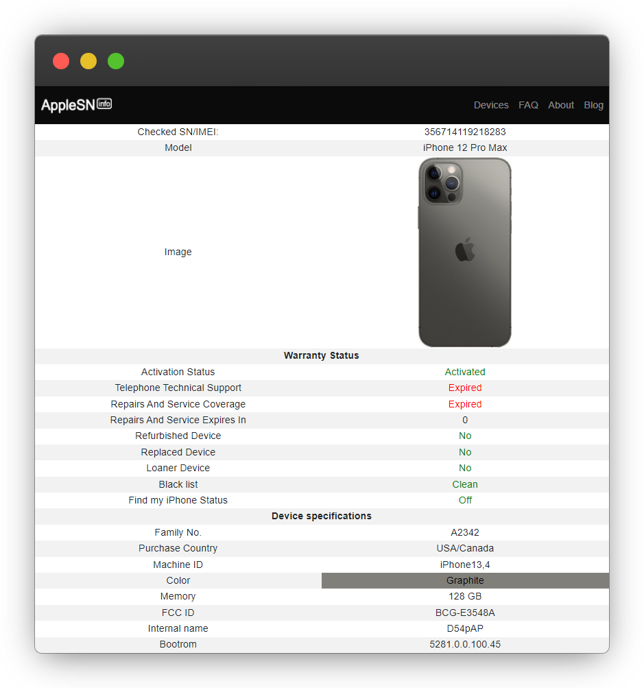 iphone specifications by serial number