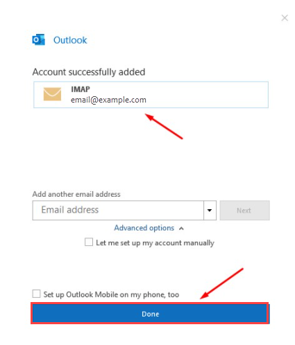 bluehost imap settings for outlook