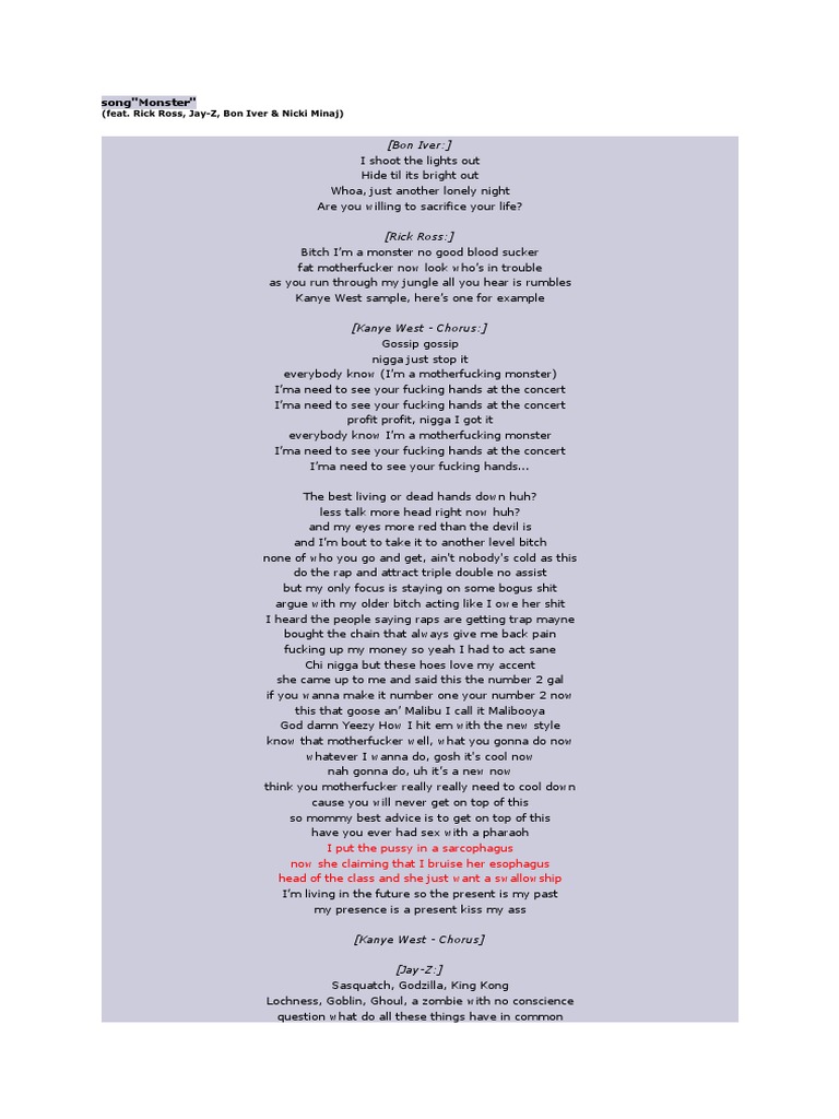 monsters lyrics