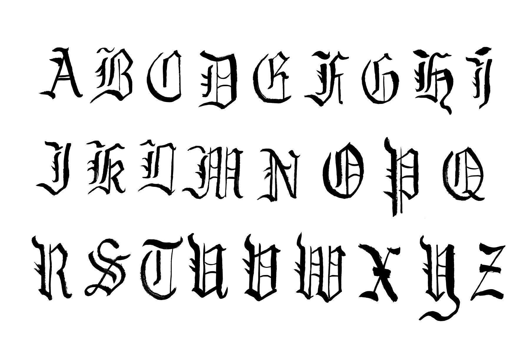 gothic calligraphy alphabet