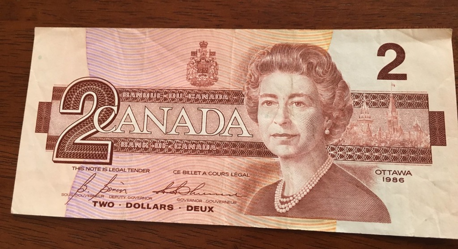 canadian $2 bill 1986 value