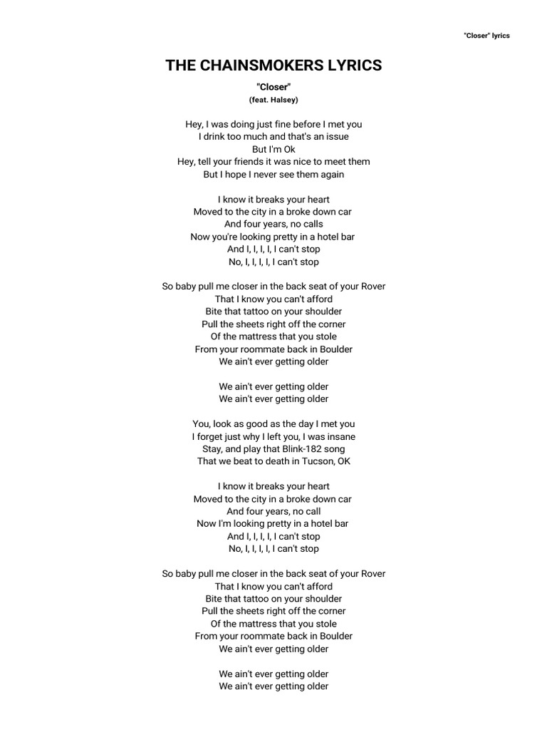 closer lyrics