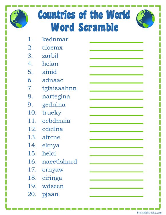 world unscramble