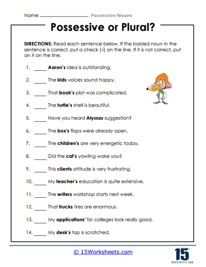 possessive s worksheet