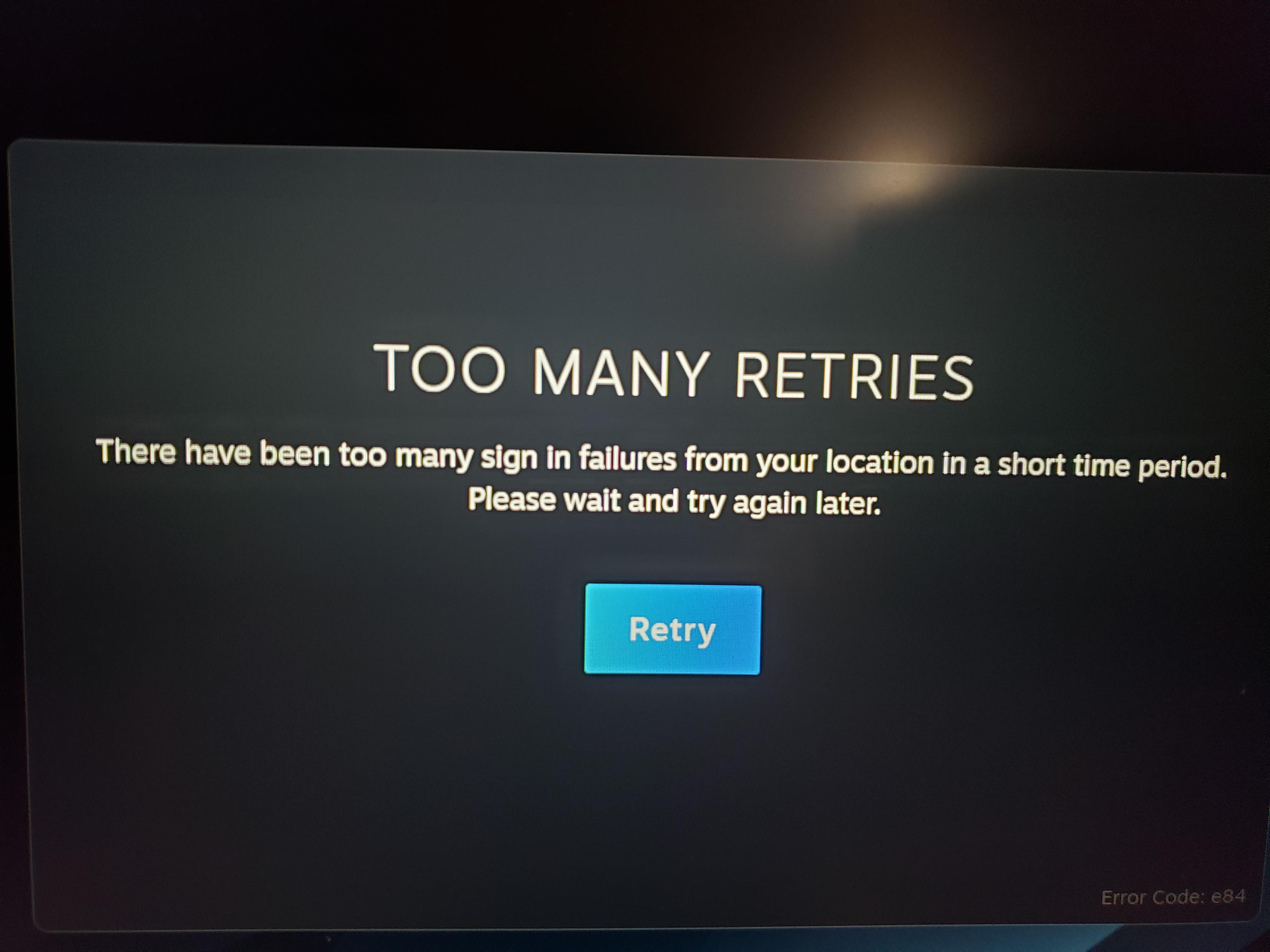 steam too many login failures