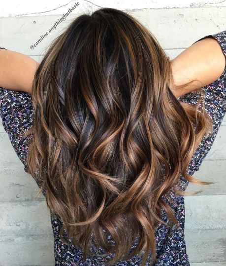 brown balayage on black hair