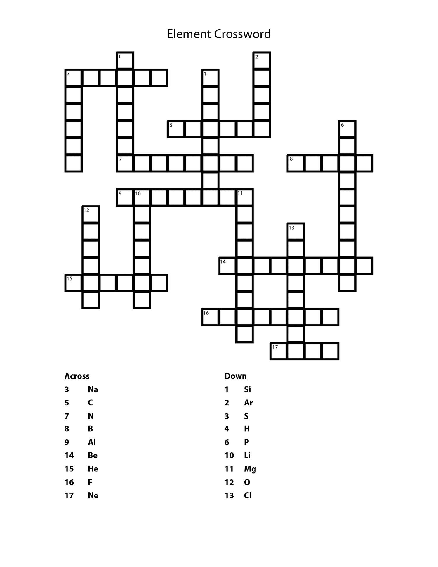 present as the main element crossword