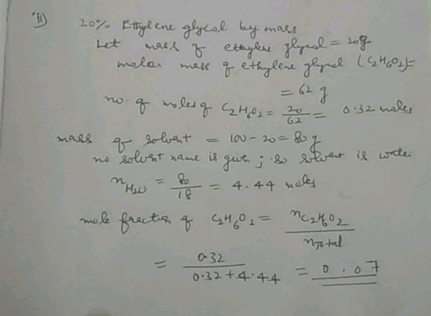 calculate the mole fraction of ethylene glycol