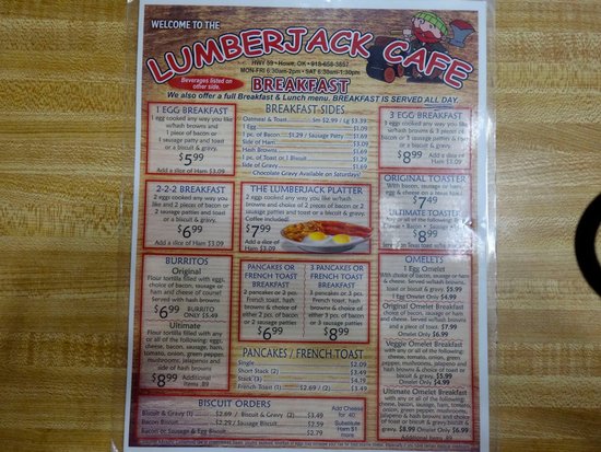 lumberjack cafe menu