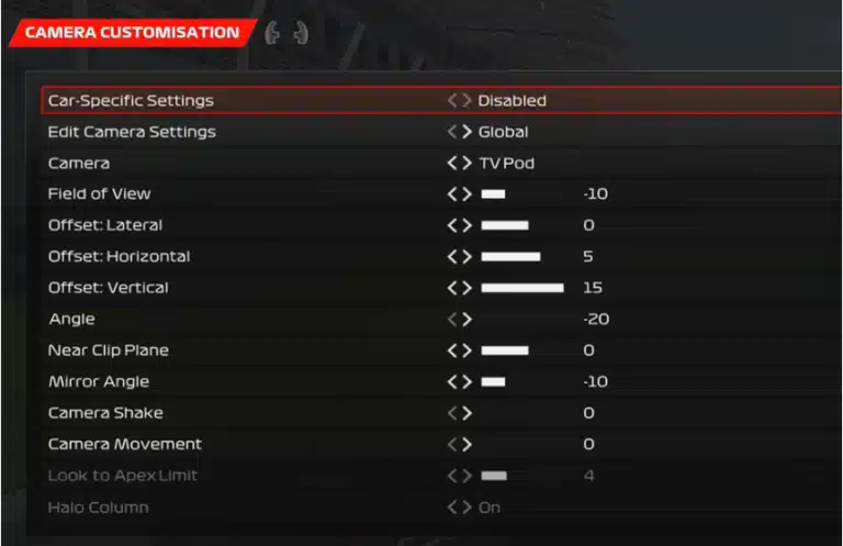 f1 23 camera settings