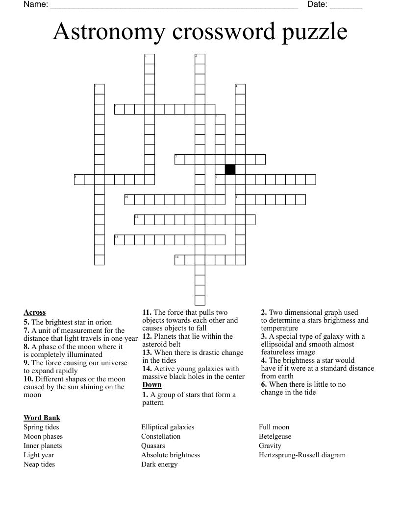 major in astronomy crossword