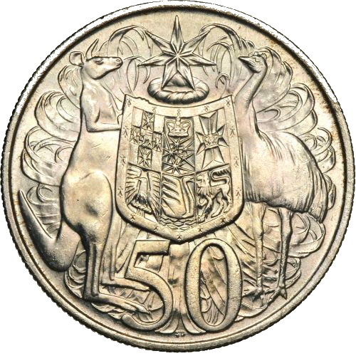 1966 round 50 cent coin australian