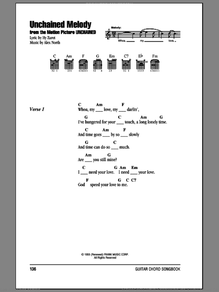 guitar chords unchained melody