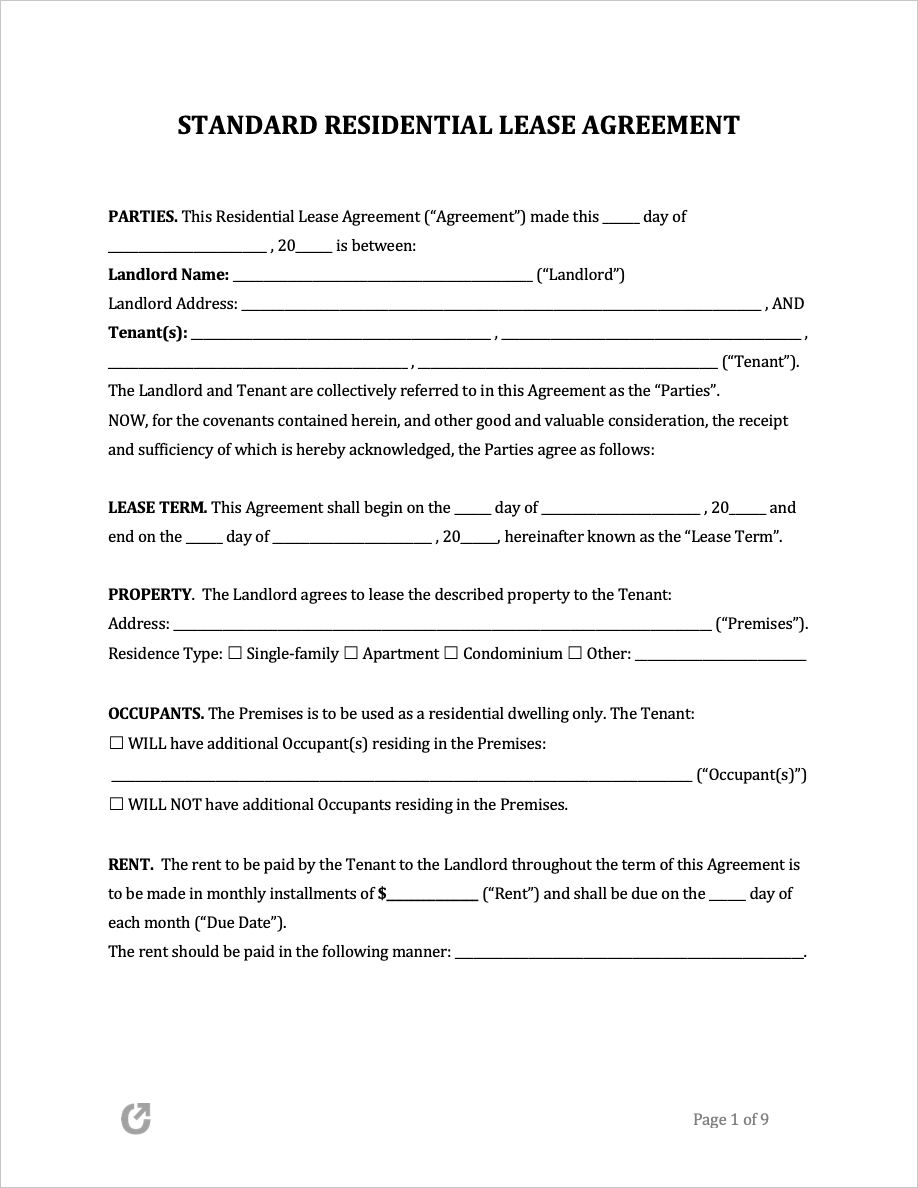 downloadable lease agreement template