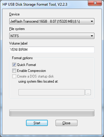 hp usb disk storage format tool nasıl kullanılır