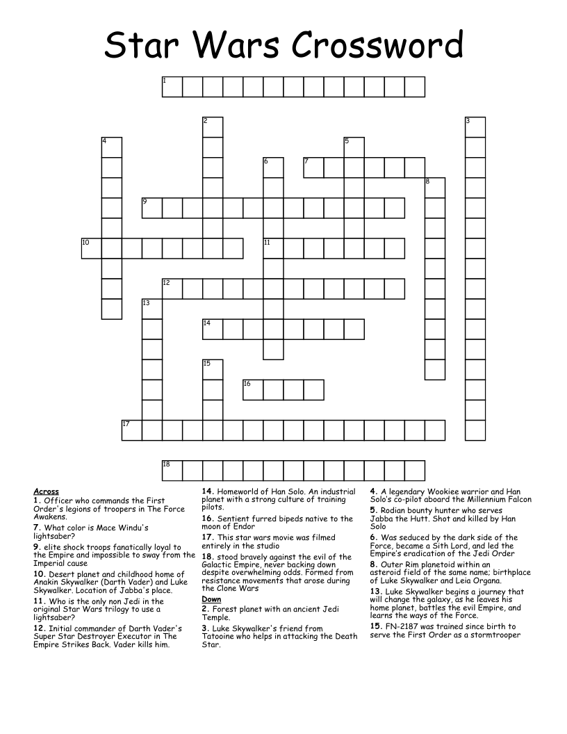 star wars workers crossword