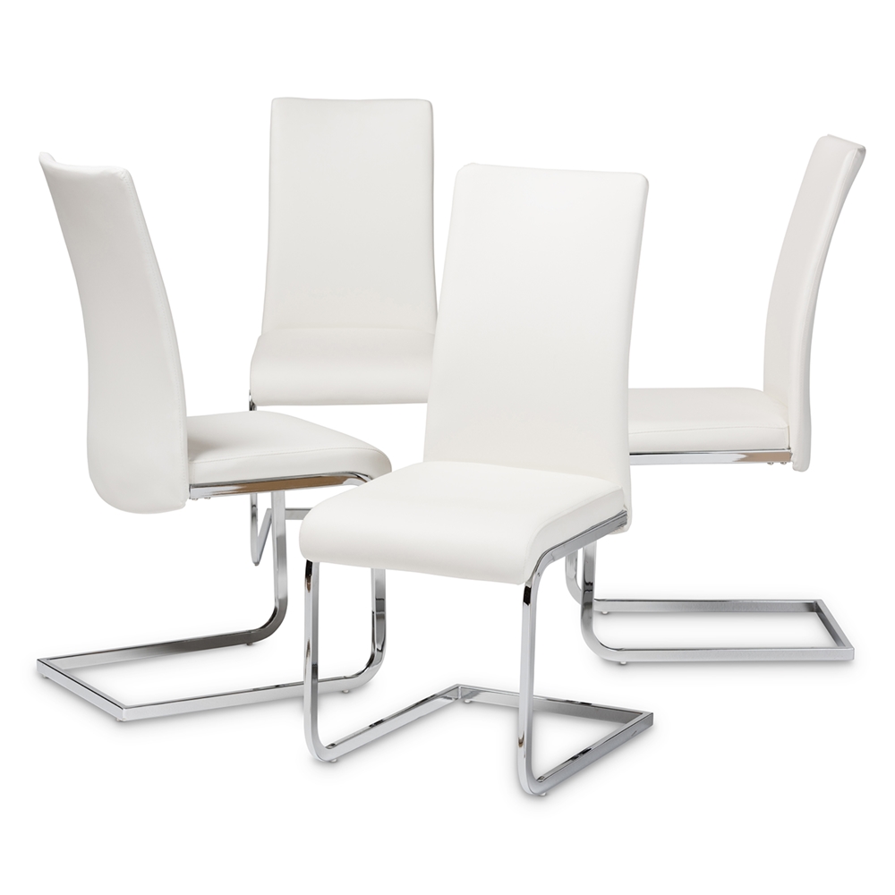 white leather dining chairs set of 4