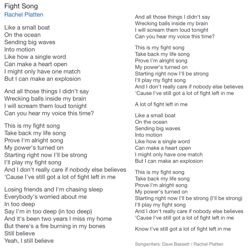 fight song letra en español