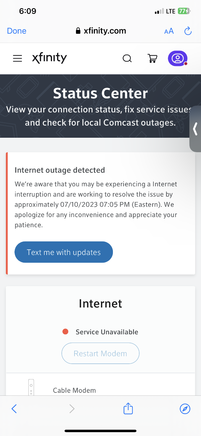 xfinity outage