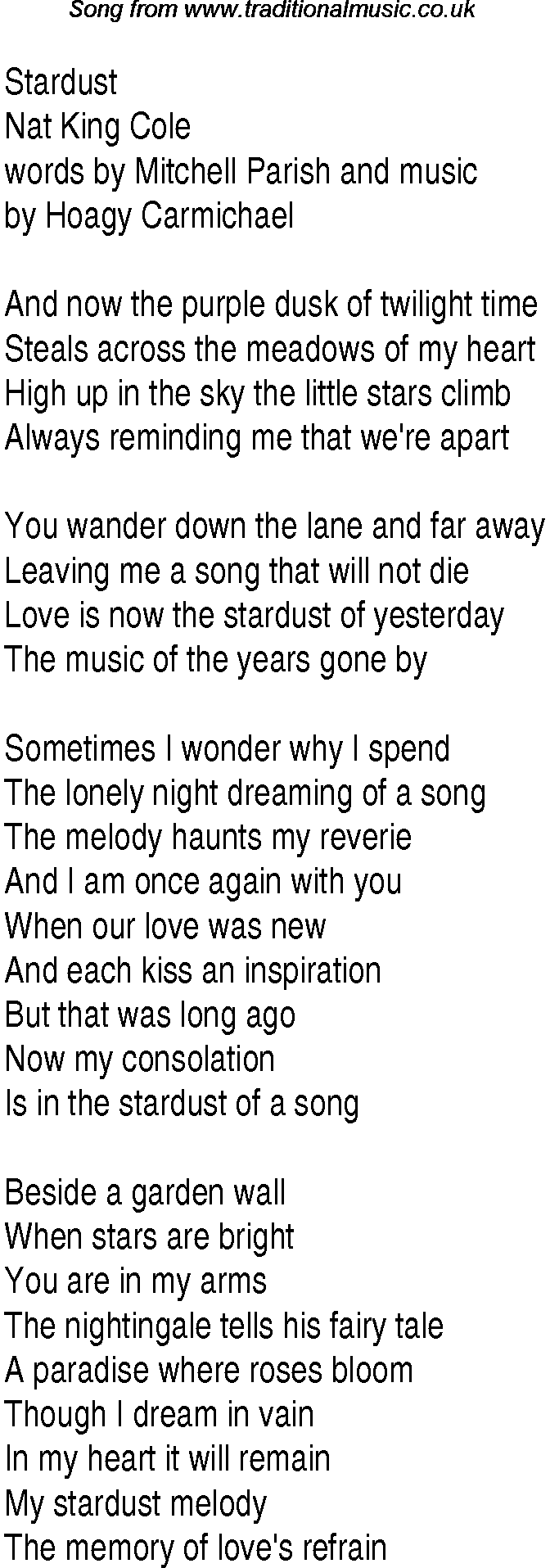 stardust song lyrics