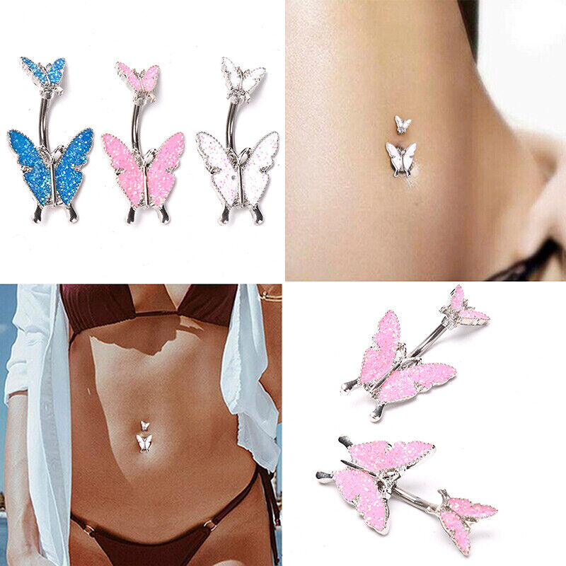 butterfly belly button piercing