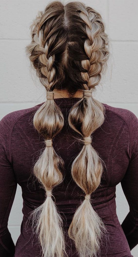 softball bubble braids