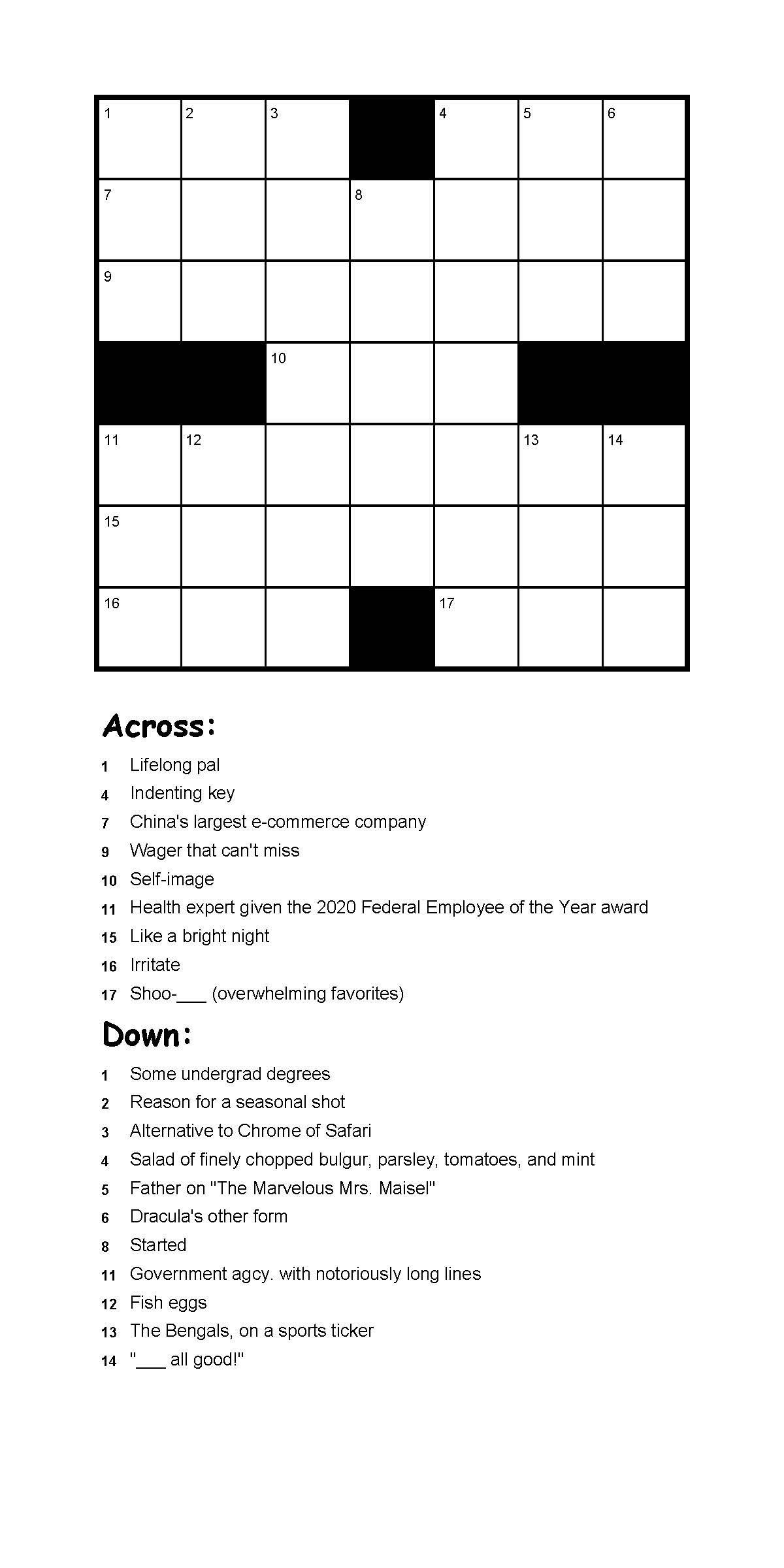 daily mini crossword puzzle