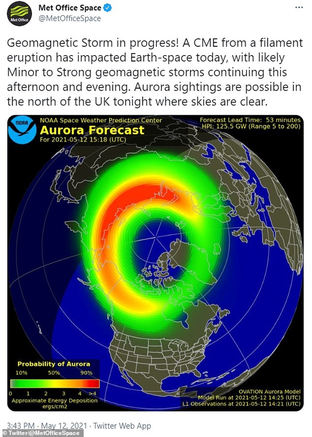 met office northern lights map