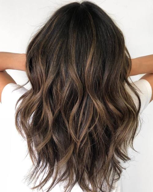 long hair brunette highlights