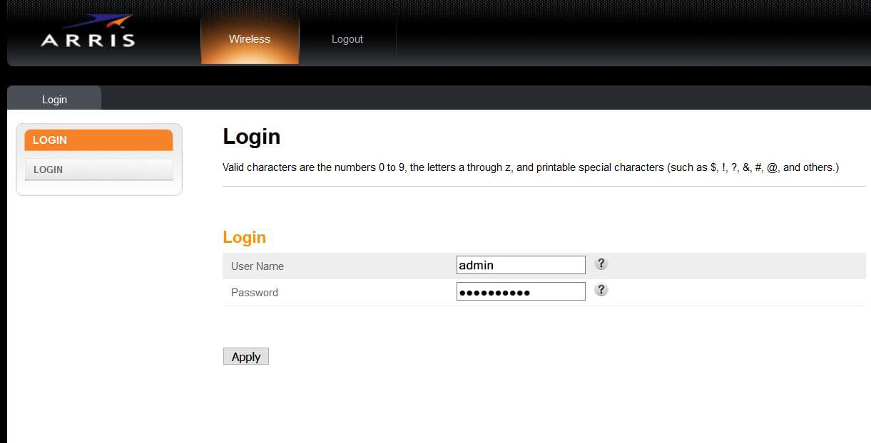 arris surfboard manager login