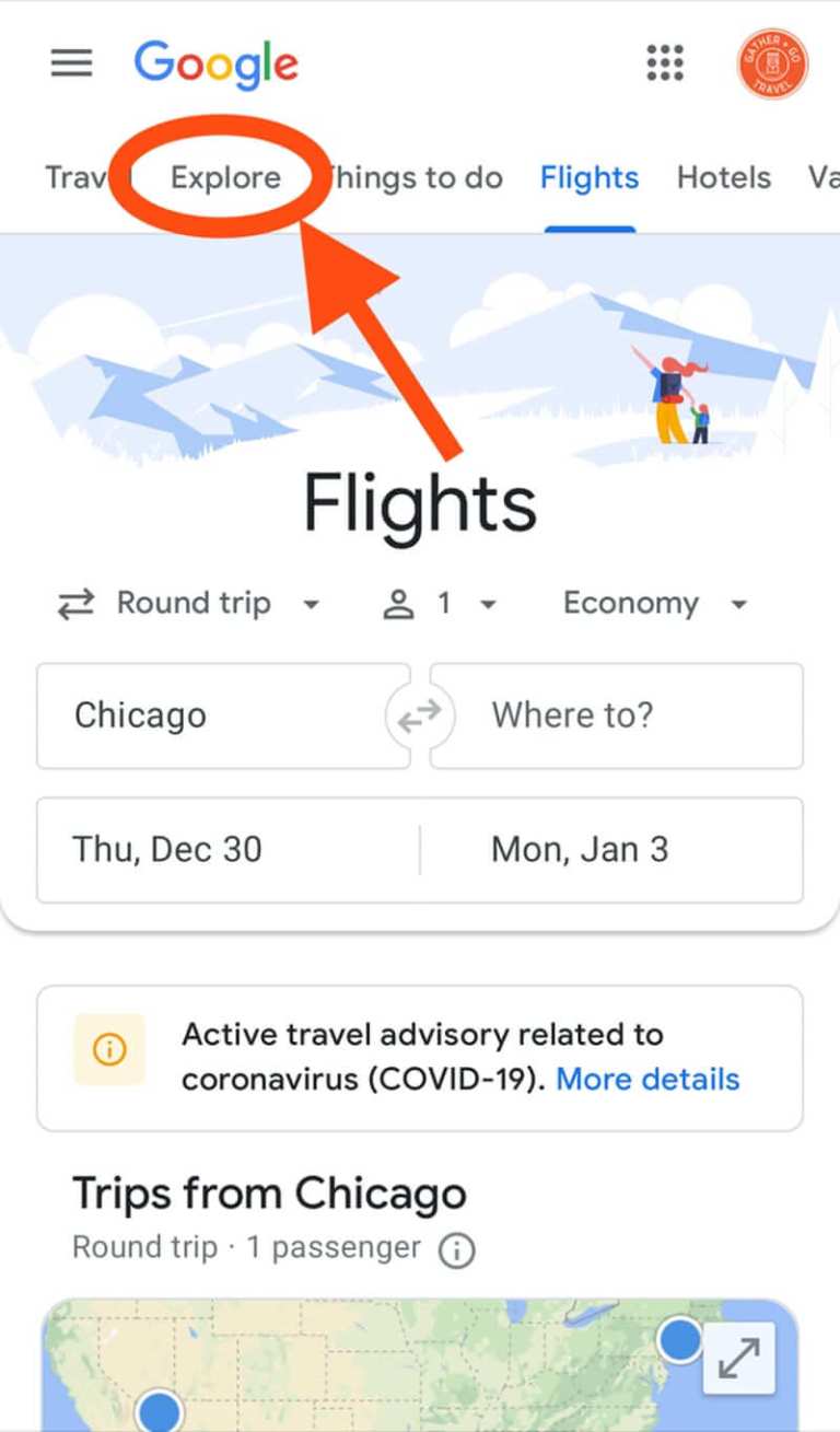 google flights search anywhere