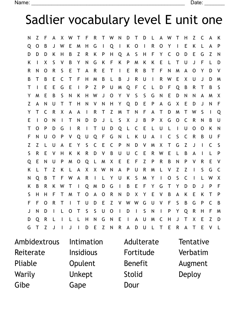 unit 1 vocabulary level e