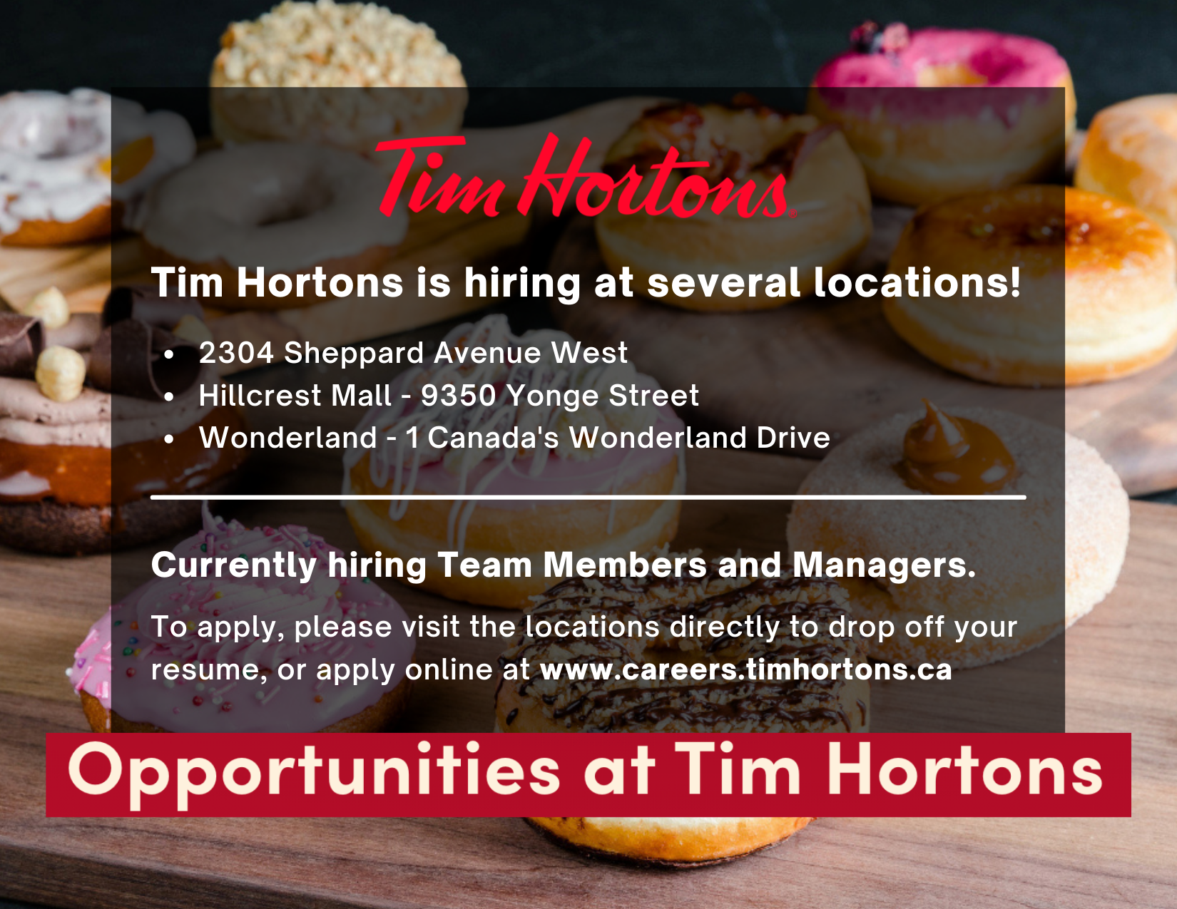 tim hortons job hiring scarborough