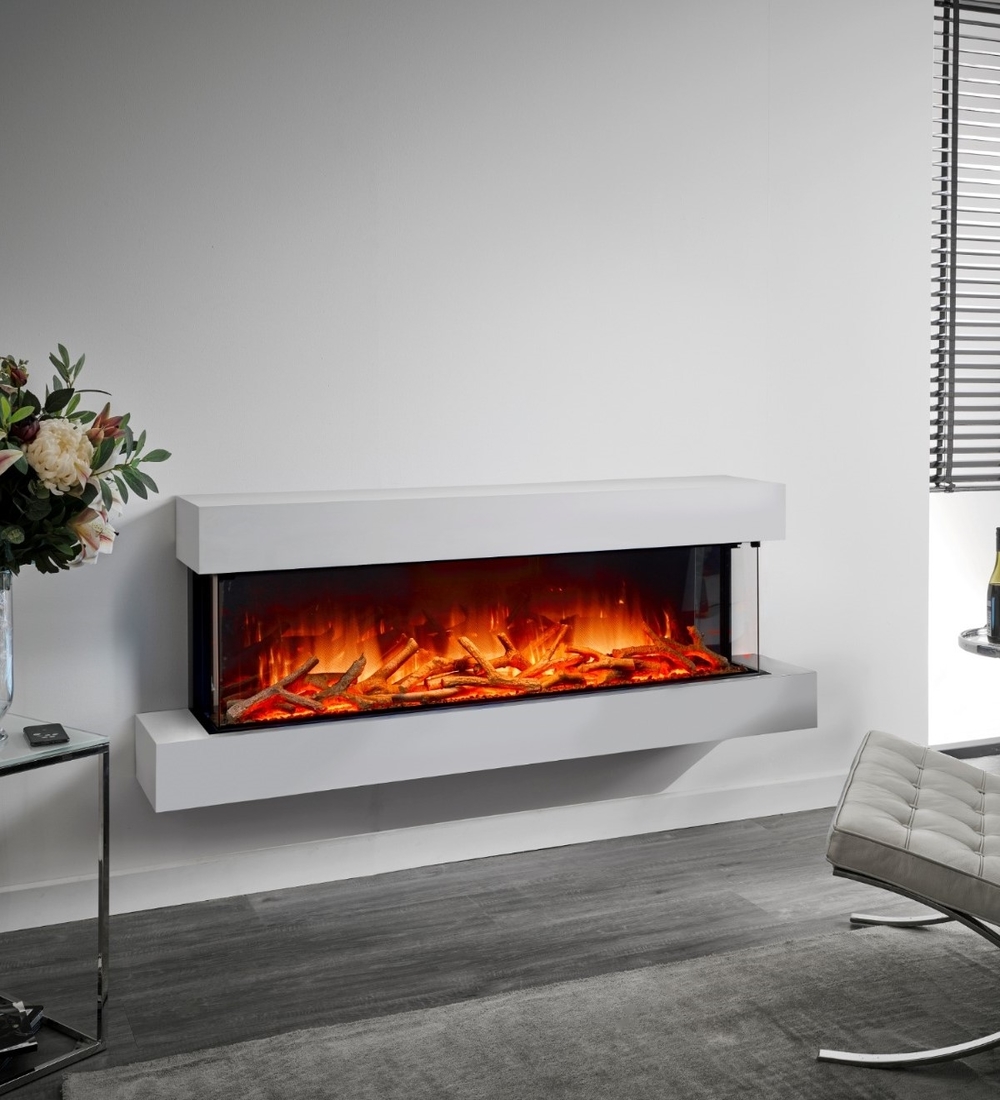 wall mount electric fireplace white