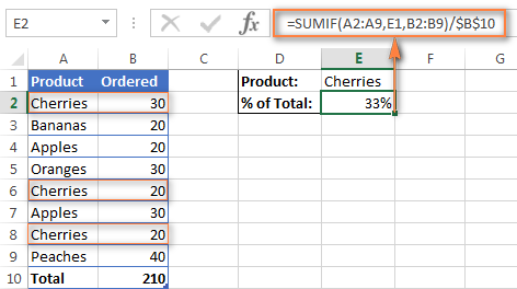 calculate percentage in excel